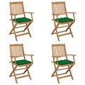 vidaXL Klappbare Gartenstühle 4 Stk. mit Kissen Massivholz Akazie