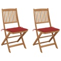 vidaXL Klappbare Gartenstühle 2 Stk. mit Kissen Massivholz Akazie