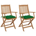 vidaXL Klappbare Gartenstühle 2 Stk. mit Kissen Massivholz Akazie