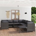 vidaXL, vidaXL 9-tlg. Garten-Lounge-Set mit Kissen Poly Rattan Grau