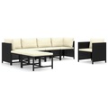 vidaXL, vidaXL 7-tlg. Garten-Lounge-Set mit Kissen Poly Rattan Schwarz