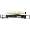 vidaXL 6-tlg. Garten-Lounge-Set mit Kissen Poly Rattan Schwarz