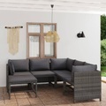 vidaXL 6-tlg. Garten-Lounge-Set mit Kissen Poly Rattan Grau