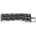 vidaXL 7-tlg. Garten-Lounge-Set mit Kissen Poly Rattan Grau