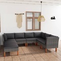 vidaXL 8-tlg. Garten-Lounge-Set mit Kissen Poly Rattan Grau