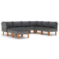 vidaXL 8-tlg. Garten-Lounge-Set mit Kissen Poly Rattan Grau
