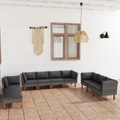 vidaXL 10-tlg. Garten-Lounge-Set mit Kissen Poly Rattan Grau