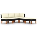 vidaXL, vidaXL 5-tlg. Garten-Lounge-Set mit Kissen Poly Rattan Schwarz