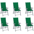 vidaXL Verstellbare Gartenstühle 6 Stk. mit Auflagen Massivholz Akazie