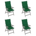 vidaXL Verstellbare Gartenstühle 4 Stk. mit Auflagen Massivholz Akazie