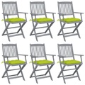 vidaXL Klappbare Gartenstühle 6 Stk. mit Kissen Massivholz Akazie