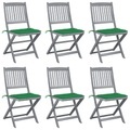 vidaXL Klappbare Gartenstühle 6 Stk. mit Sitzkissen Massivholz Akazie