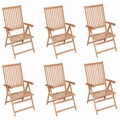 vidaXL Verstellbare Gartenstühle 6 Stk. Massivholz Teak