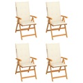 vidaXL Gartenstühle 4 Stk. mit Creme Kissen Massivholz Teak