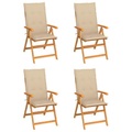 vidaXL Gartenstühle 4 Stk. mit Beigen Kissen Massivholz Teak