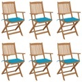 vidaXL Klappbare Gartenstühle 6 Stk. mit Kissen Massivholz Akazie