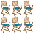 vidaXL Klappbare Gartenstühle 6 Stk. mit Kissen Massivholz Akazie