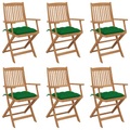 vidaXL Klappbare Gartenstühle 6 Stk. mit Kissen Massivholz Akazie