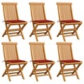 vidaXL, vidaXL Gartenstühle mit Roten Kissen 6 Stk. Massivholz Teak