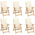 vidaXL Gartenstühle 6 Stk. mit Creme Kissen Massivholz Teak