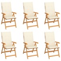 vidaXL Gartenstühle 6 Stk. mit Creme Kissen Massivholz Teak