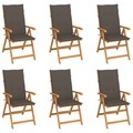 vidaXL Gartenstühle 6 Stk. mit Taupe Kissen Massivholz Teak