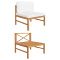 vidaXL Mittelsofa mit Creme Kissen Teak Massivholz