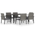 vidaXL 7-tlg. Garten-Essgruppe Poly Rattan Grau
