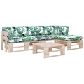 vidaXL 4-tlg. Paletten-Lounge-Set mit Kissen Kiefernholz Imprägniert