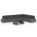 vidaXL 7-tlg. Garten-Lounge-Set mit Kissen Grau Poly Rattan