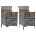 vidaXL Garten-Essstühle 2 Stk. Poly Rattan Grau