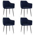 vidaXL Esszimmerstühle 4 Stk. Blau Samt
