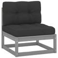 vidaXL Garten-Mittelsofa mit Anthrazit Kissen Grau Massivholz Kiefer