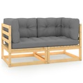 vidaXL Gartensofa 2-Sitzer mit Kissen Kiefer Massivholz