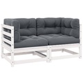 vidaXL Gartensofa 2-Sitzer mit Kissen Kiefer Massivholz Weiß