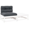 vidaXL 2-tlg. Garten-Lounge-Set mit Kissen Weiß Massivholz Kiefer