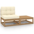 vidaXL 2-tlg. Garten-Lounge-Set mit Kissen Honigbraun Kiefernholz