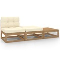 vidaXL 3-tlg. Garten-Lounge-Set mit Kissen Honigbraun Kiefernholz