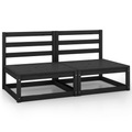 vidaXL Garten-Mittelsofas 2 Stk. Schwarz Kiefer Massivholz