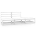 vidaXL 3-tlg. Garten-Lounge-Set Weiß Kiefer Massivholz