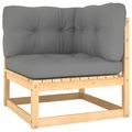 vidaXL Garten-Ecksofa mit Grauen Kissen Massivholz Kiefer