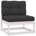vidaXL Garten-Mittelsofa mit Anthrazit Kissen Weiß Massivholz Kiefer