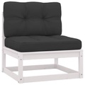 vidaXL Garten-Mittelsofa mit Anthrazit Kissen Weiß Massivholz Kiefer