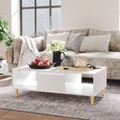 vidaXL Couchtisch Hochglanz-Weiß 103,5x60x35 cm Spanplatte