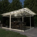 vidaXL Pavillon mit Moskitonetz & LED-Lichterkette 4x3x2,73m Cremeweiß