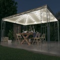 vidaXL Pavillon mit LED-Lichterkette 400x300 cm Cremeweiß
