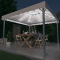 vidaXL, vidaXL Pavillon mit LED-Lichterkette 300x300 cm Cremeweiß Aluminium