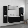 vidaXL Badmöbel-Set Schwarz Spanplatte