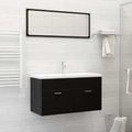vidaXL Badmöbel-Set Schwarz Spanplatte