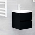 vidaXL Waschbeckenunterschrank mit Einbaubecken Schwarz Spanplatte
